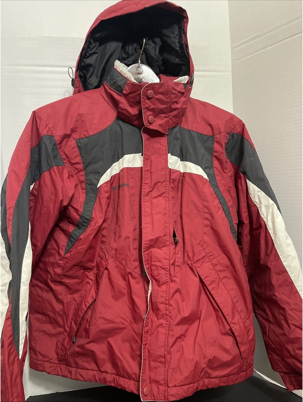 Columbia Men's Ski Coat Red W Hood Size Medium
